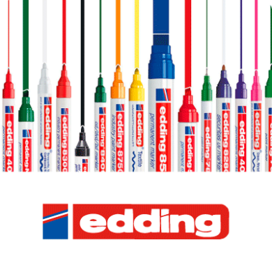 Marcadores Edding en varios colores y diseños.